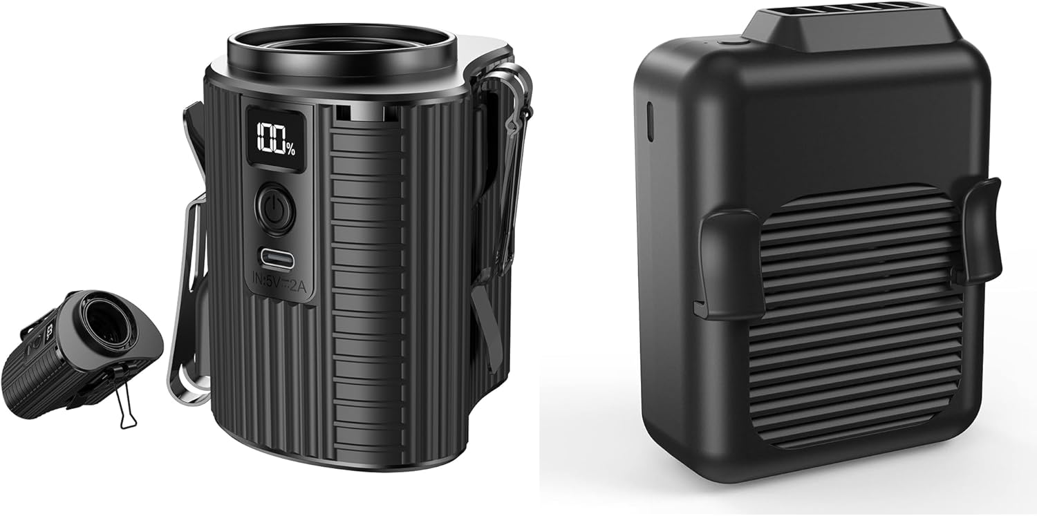 COMLIFE 4000mAh Portable Waist Clip Fan & 6000mAh Portable Mini Waist Fan, Battery Powerd Personal Fan with 3 Speed for Indoor Outdoor Camping Travel