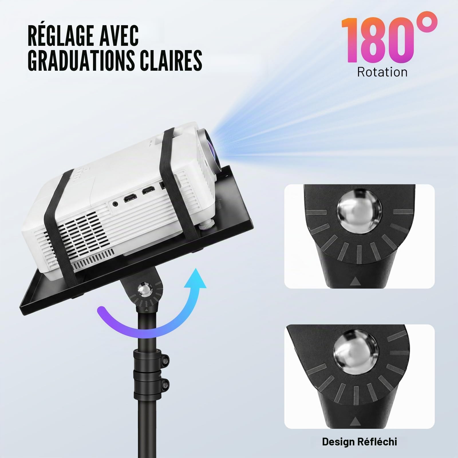 CAHAYA Support de Vidéoprojecteur Mobile Pliable Hauteur Réglable 73,6-165 cm Charge 10 kg
