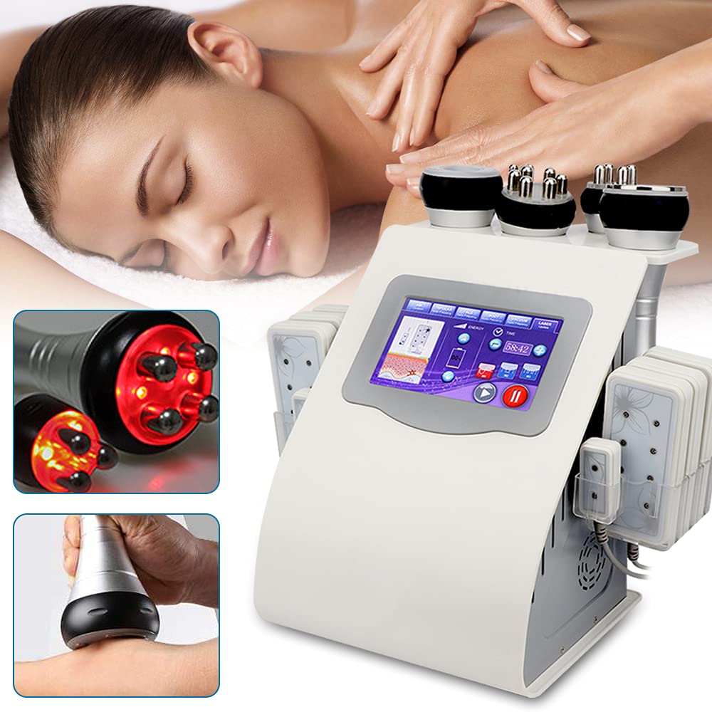Profi Ultraschall-Fettverbrenner + 8 Laser-Pads, Massageköpfe mit verschiedenen Effekten Schönheit Abnehmen Maschine Kit Fettverbrennung Gerät Ganzkörper-Schönheit Salon-Spa-Ausstattung