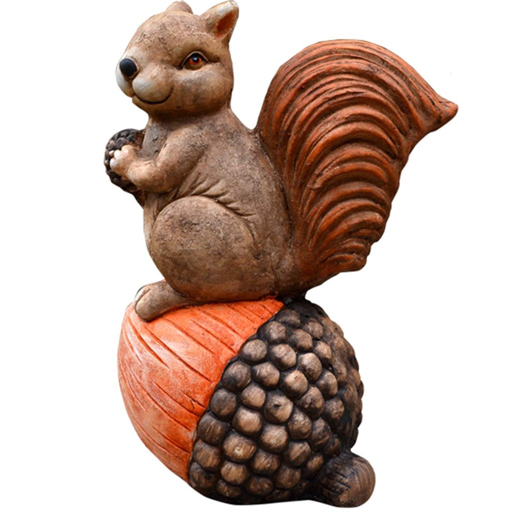 PAGOIAAR Large Animal Garden Statue Outdoor Sculpture Gift Outdoor Statues Handmade Squirrel Garden Statue, Natural Clay Floor-to-Ceiling Animal Figurines, Creative and Realistic Courtyard Sculptures