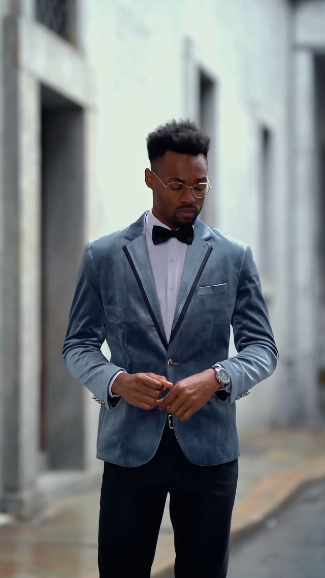 velvet blazer with tie