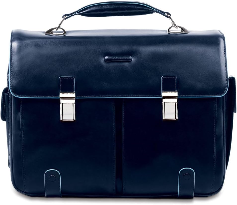 Piquadro Leather Case with 2 Front External Pockets, Dark Blue, One Size