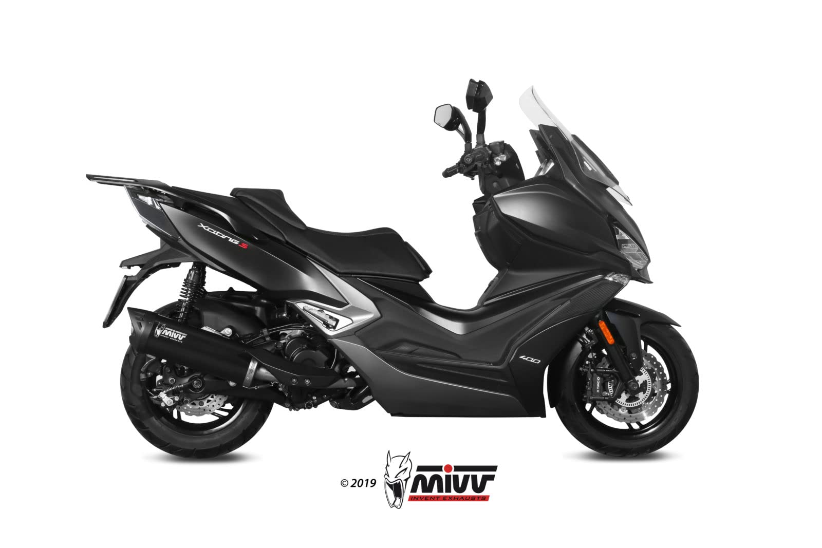 MIVV SLIP-ON STANDARD MOVER Edelstahl schwarz kompatibel mit KYMCO XCITING 400i S 400 ccm ab Bj. 19