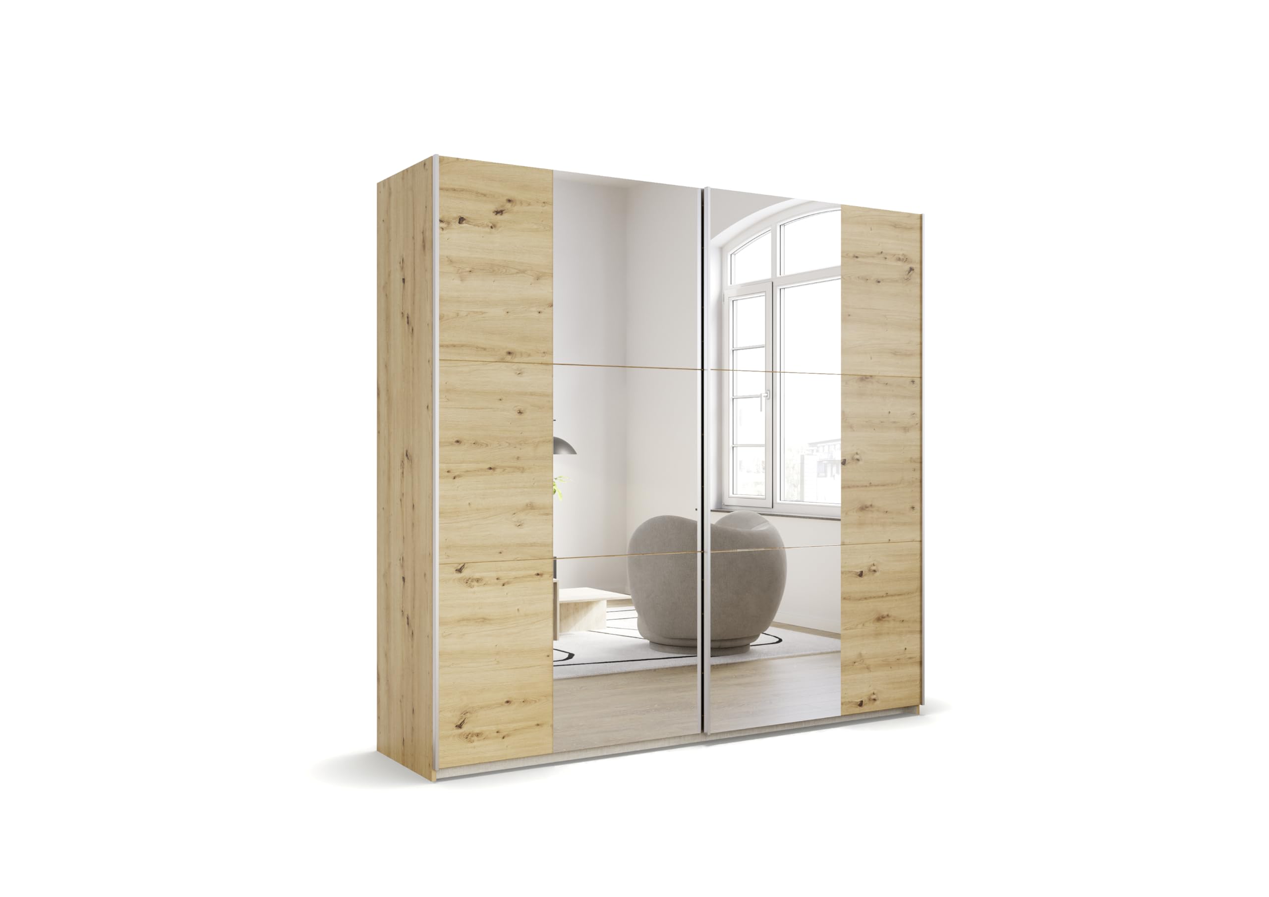 Rauch Möbel Armadio con Ante scorrevoli, Legno ingegnerizzato, Rovere Artisan, 218x210x60
