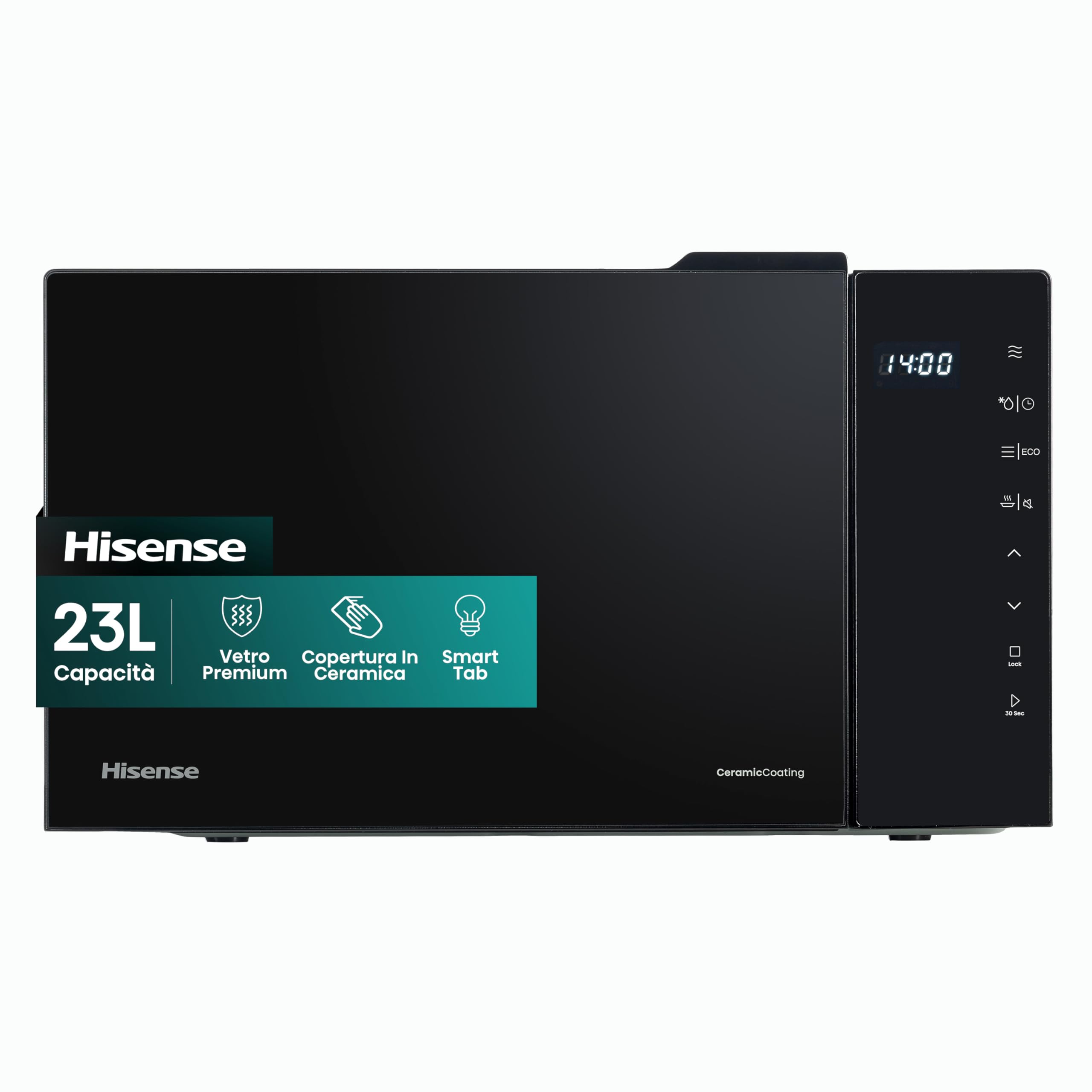 Hisense Microonde H23MOBS5H4, cavità 23L, apertura porta a sinistra, display LED touch, 8 funzioni, 800W