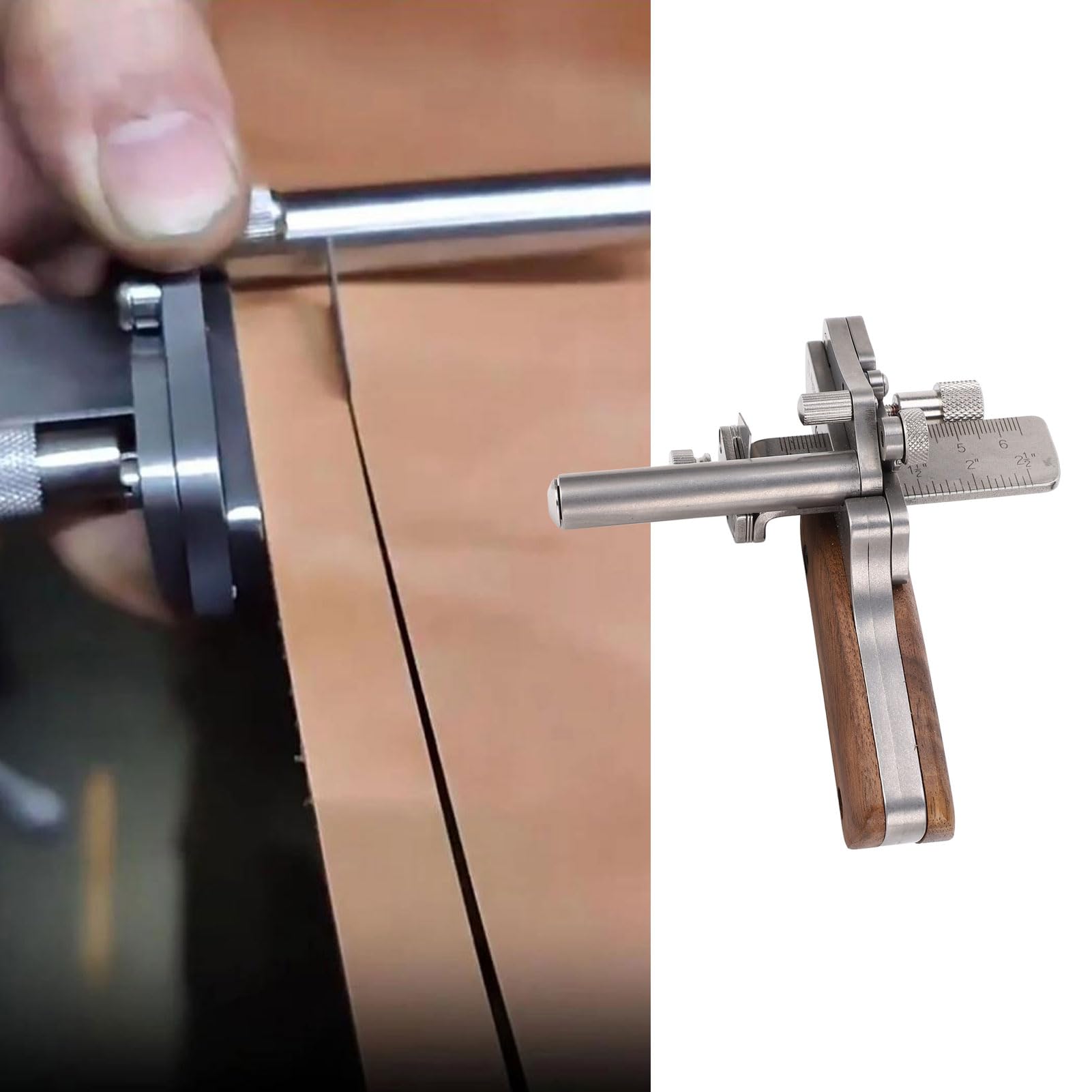 Herramienta Cortadora de Tiras de Cuero de Mano, Herramienta Artesanal de Acero Inoxidable 304 con Hoja de 18 Mm, Herramienta Cortadora de Cinturón de Cuero Manual Ajustable a