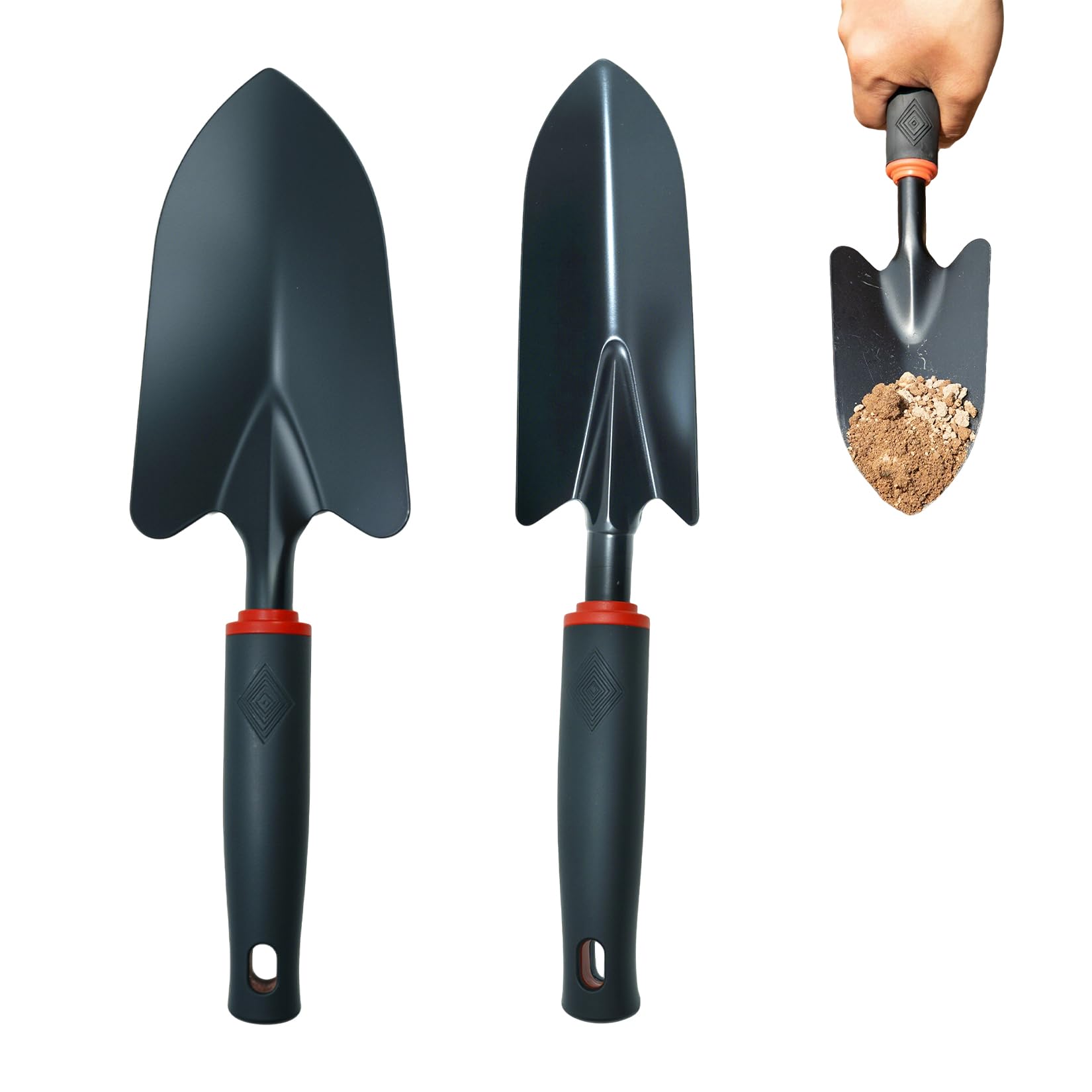 Garden Trowel 2 Pcs, Small Hand Shovel Set with Wide Blade for Digging & Narrow Tip for Transplanting, Gardening Trowels for Weeding, Loosening Soil, Planting