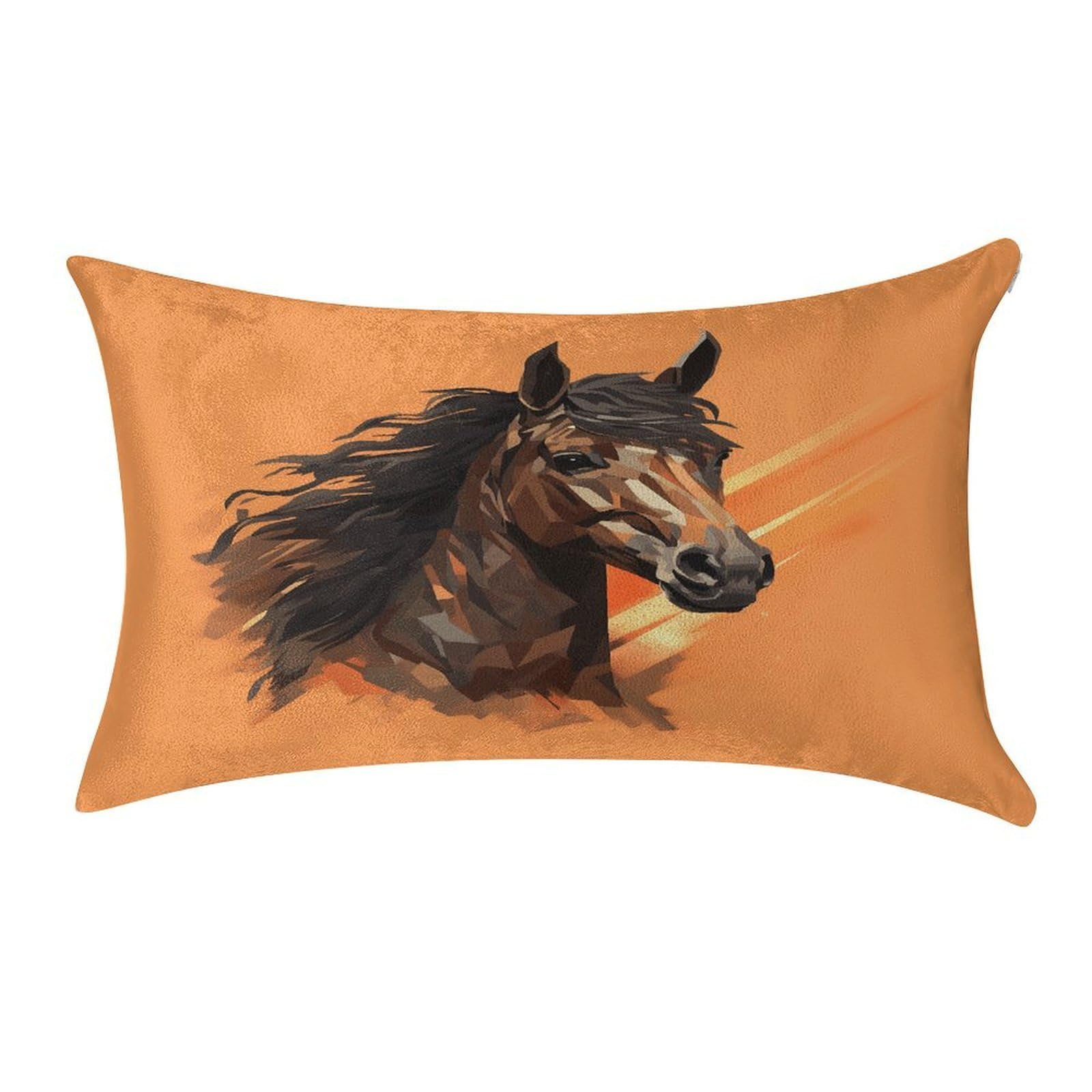 Fekiloot Style Orange Background With Horse Head Pillow Covers Home Decor Pillow Cases
