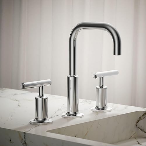 Miniatura 70 de KOHLER K-14406-3-2MB Purist - Grifo de lavabo de baño con asas de cruz baja, latón cepillado vibrante Latón cepillado vibrante.,Vibrant Brushed