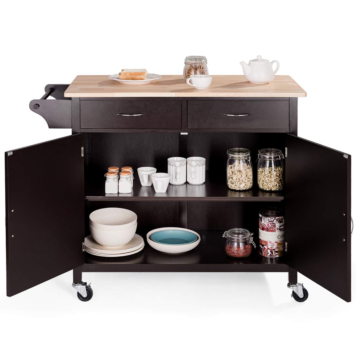 GOFLAME Portable Kitchen Island Cart with Storage and Drawers, Rolling
