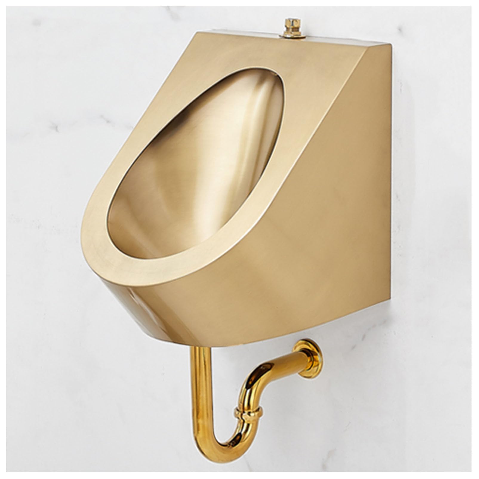 GTHTUHFD Men'S Flushing Urinal Stainless Steel Urinal, Commercial Washout High-Efficiency Urinal Creative Golden Urinal, Household Wall-Hung Toilets Urinal, For Hotels/Bars/A,Wall Drainage-Kit 1