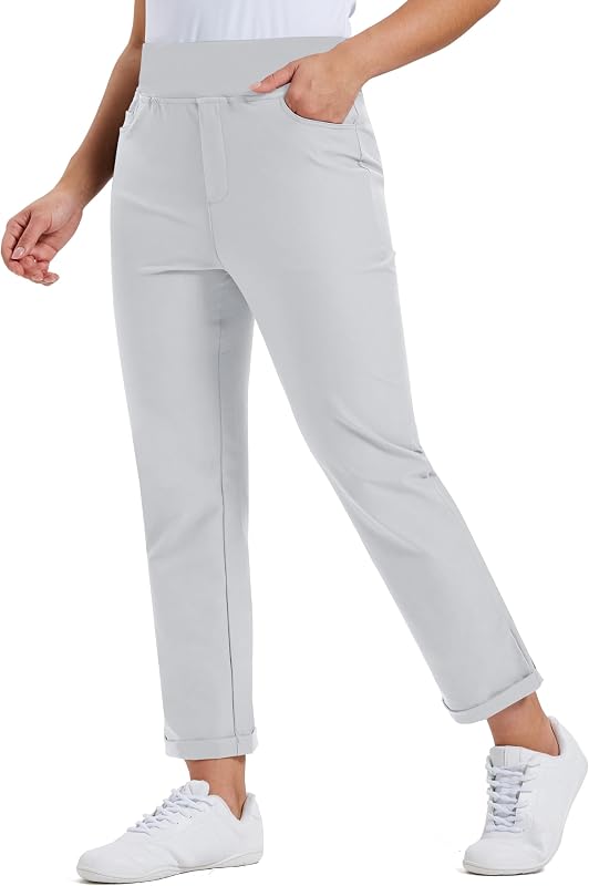 MoFiz Pantalon de Golf pour Femme avec Poches Pantalon Bureau de Extensible Pantalons de Business avec Ceinture élastique imperméable pour Sport, Voyage et Travail UPF50+