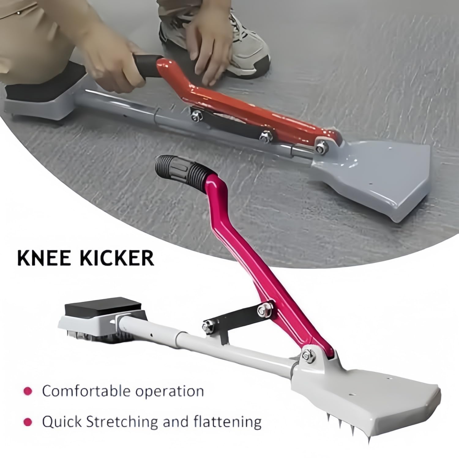 Cueilleur de Genou de Tapis, étireur de Tapis sans Genou avec poignée en Caoutchouc Souple et Pinces pour Les projets de revêtement de Sol DIY et l'installation de la Maison