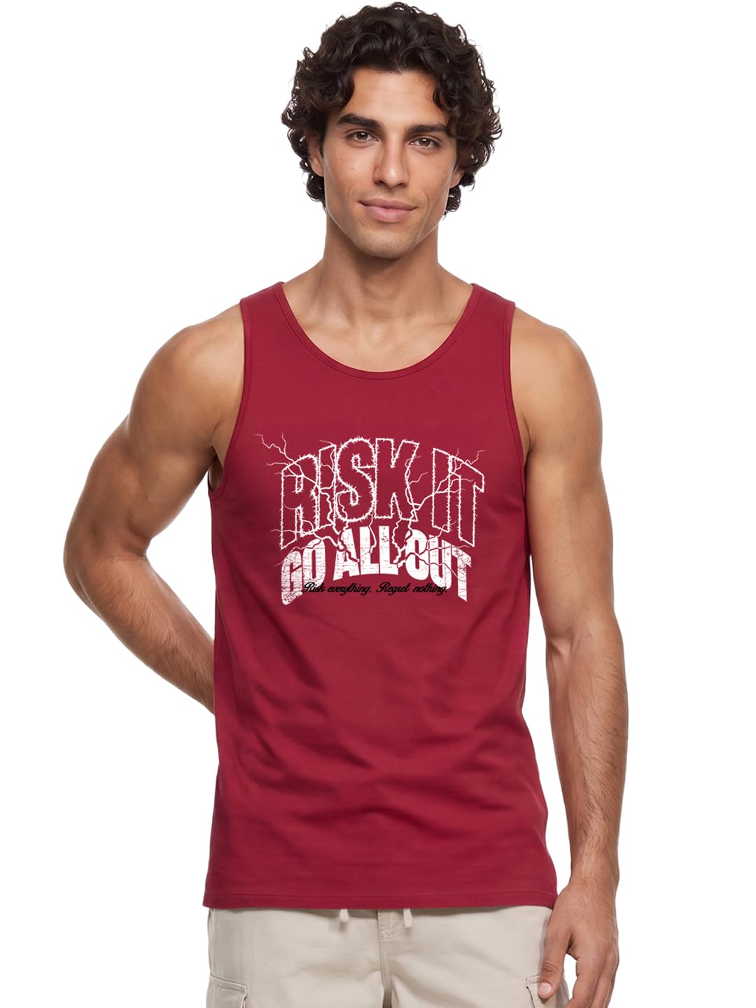 bewakoof Men's Typography Regular Fit Sleeveless Round Neck Pure Cotton Vest-picture-33