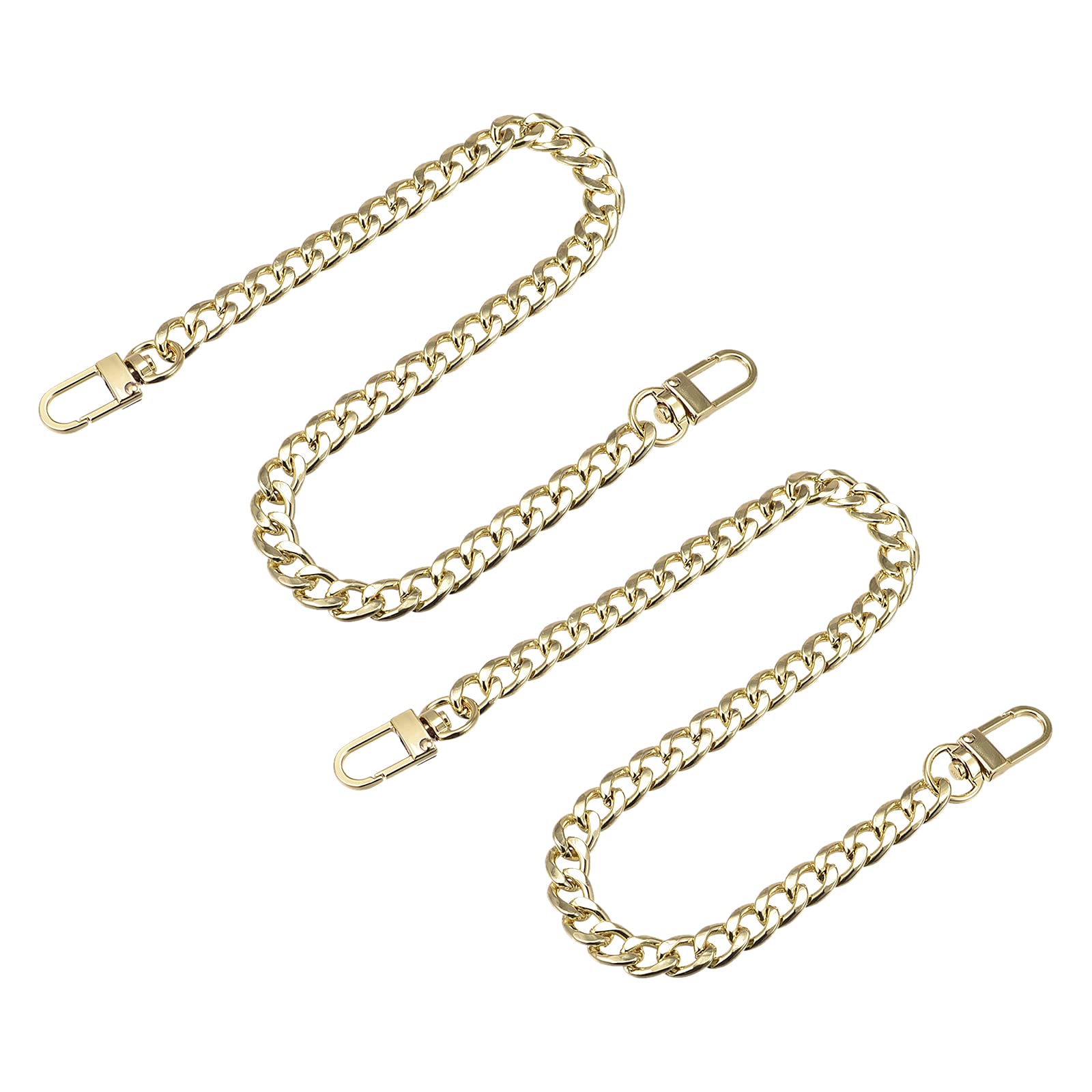 sourcing map Iron Flat Chain Straps, 400mm 2Pcs Handbag Chains Accessories Purse Chain Straps for Shoulder Bags Handbags DIY, Gold Tone