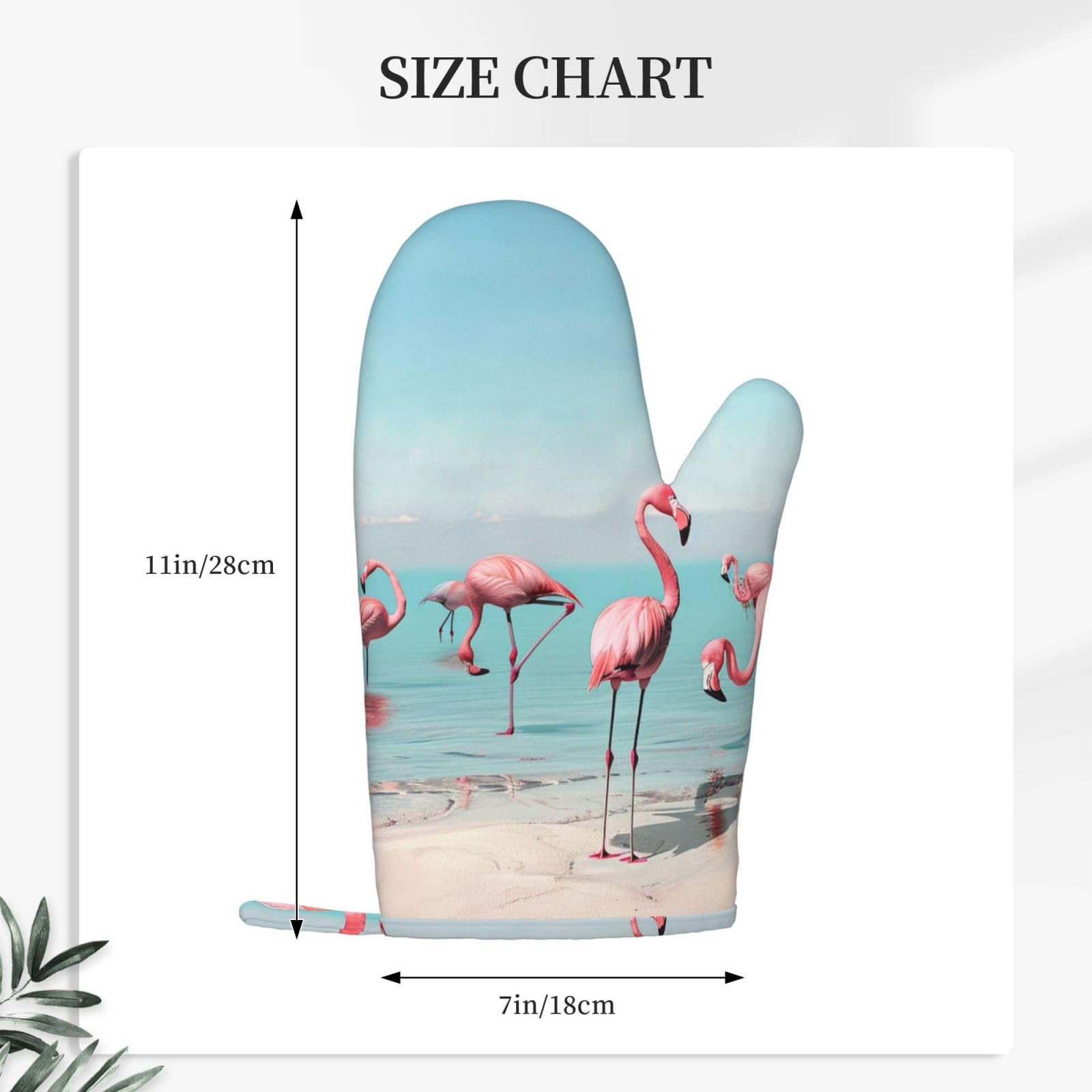 1 paire de gants de cuisine en silicone résistants à la chaleur pour cuisine et barbecue Motif flamants roses sur la plage