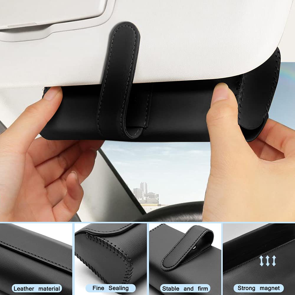Organizer in pelle per aletta parasole auto: porta occhiali da sole, porta carte, accessori per auto, elementi essenziali per l'auto - Italia