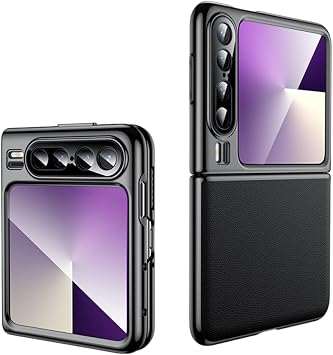 Huawei Pura X Phone Case, Premium Leather Ultra Slim Electroplated Case Shockproof Protective Cover Case for Huawei Pura X, Black