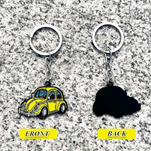 Image of Car Keychain Compatible with VW Beetle Bug,for Vintage Cartoon VW Beetle Keychain,Enamel Cute Keychain,Metal Key Fob Enamel Accessories for Car Lovers