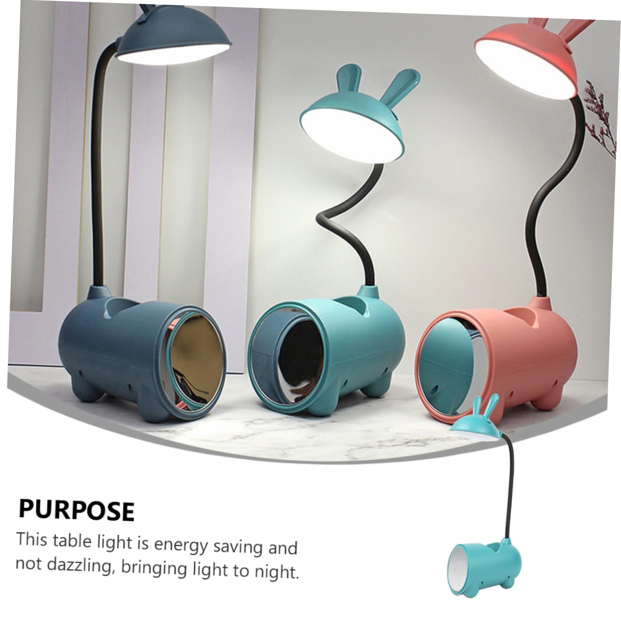 NUOBESTY 1pc Touch Control USB Table Lamp Adjustable Brightness Mirror Pen Holder Reading Light for Students and Boys and Girls Convenient USB Charging Interface