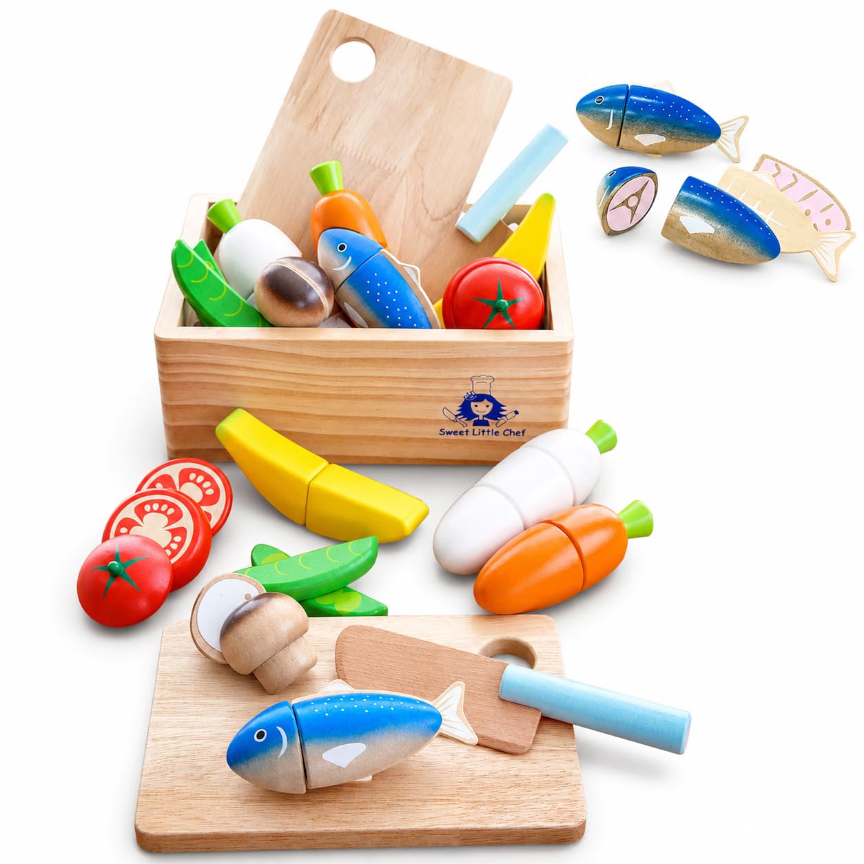 Amazon | Sweet Little Chef おままごとセット 木製 磁石 埋め込み
