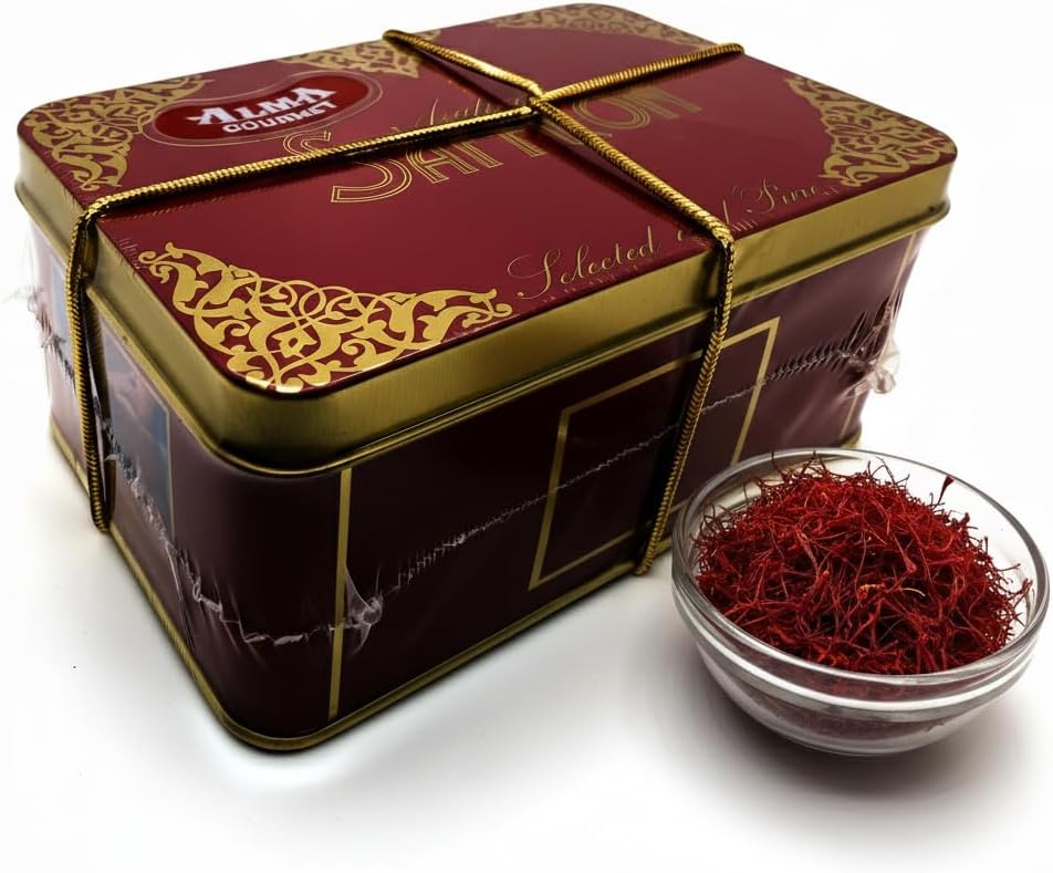Alma Gourmet Spanish Saffron Threads 1 oz (28g) - 100% Pure Saffron Spice from Spain, Premium Cooking Seasoning, Natural Saffron Strands for Paella, Risotto & Mediterranean Dishes