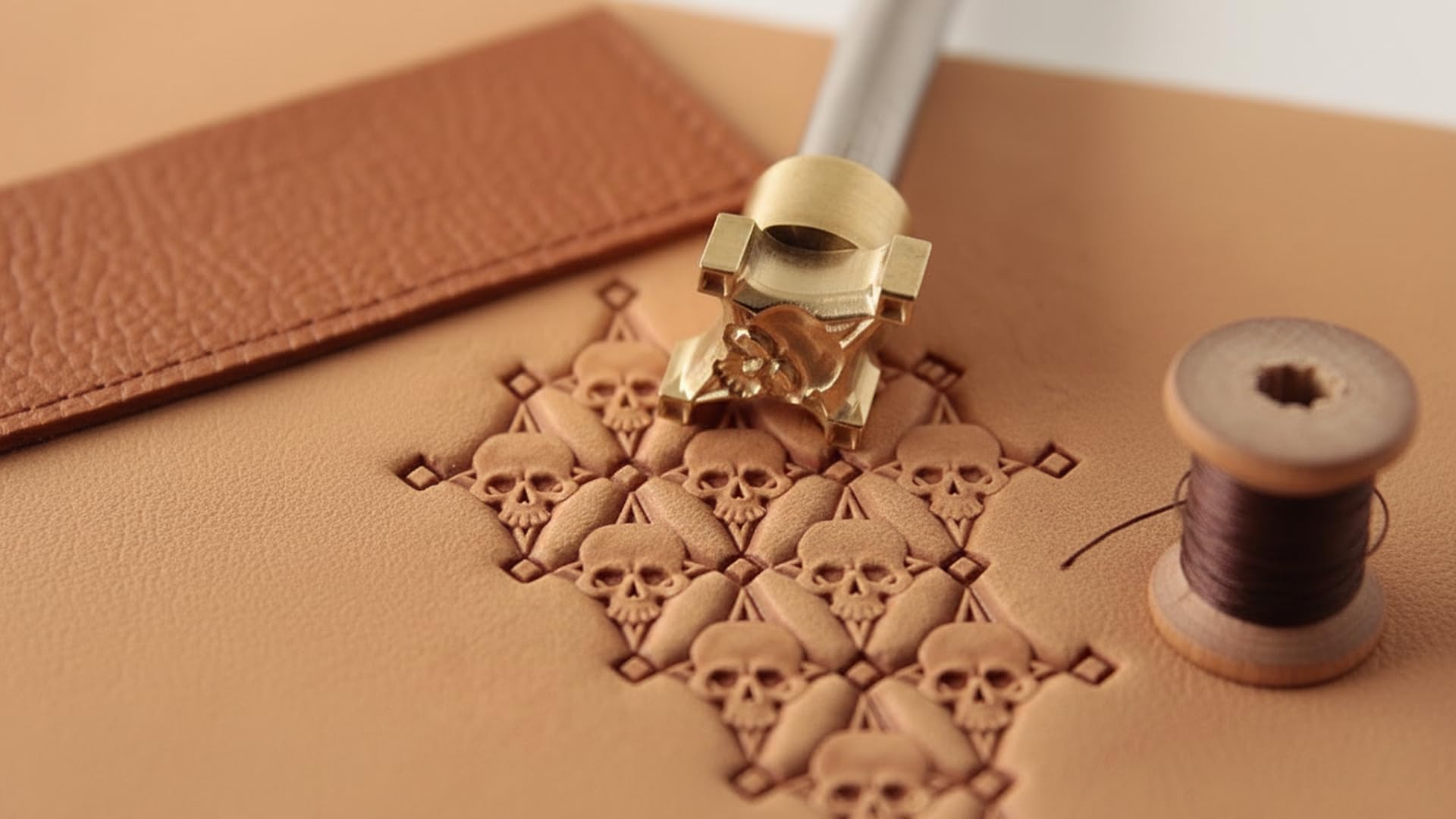 DandS ltd Herramienta de sello de cuero de calavera, herramienta profesional de acero para trabajar el cuero, repujado, tallado y estampado de proyectos de cuero, cinturones, carteras y proyectos de