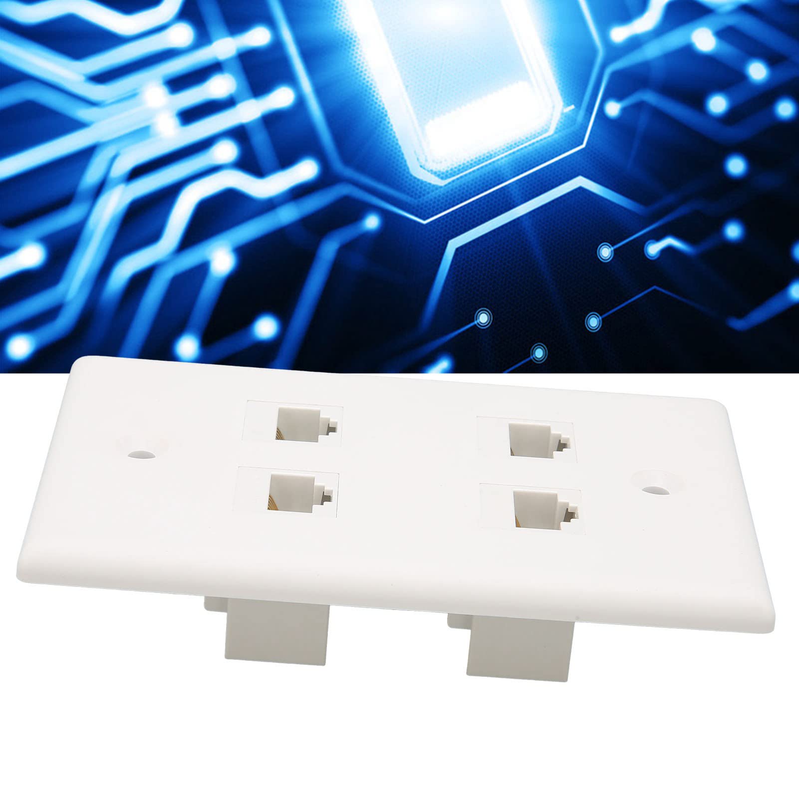 Piastra da Parete Ethernet 4 Porte, Piastra da Parete Jack Keystone Cat6 con Inserto Accoppiatore in Linea Keystone RJ45, da Femmina a Femmina, Bianco