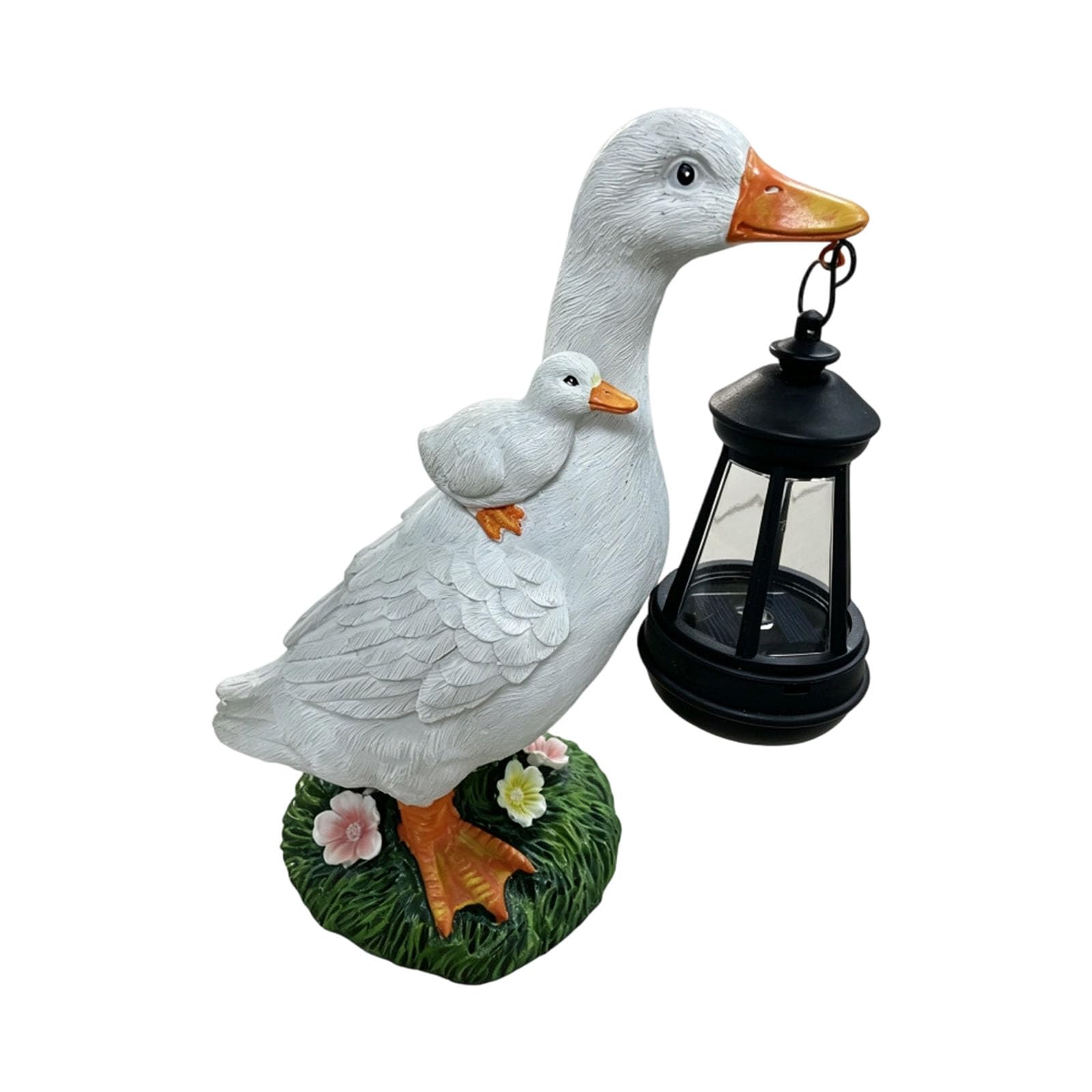 NRGQAXM Solar Porch Gooses Statue, Garden Gooses Statue with Lights Outdoor Geese Statues Resin Garden Figurine Lights with Lantern-Decor Lawns Ornaments for Outdoor Patio Yard Decor