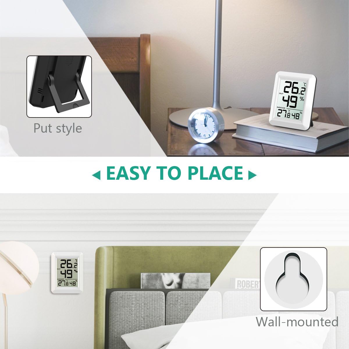 ORIA Termometro Igrometro Digitale Interno Esterno, Misuratore di Umidità e Temperatura Wireless, Termoigrometro Professionale con Sensore, 100m Range, 60S Auto Refresh per Casa, Ufficio, Serra