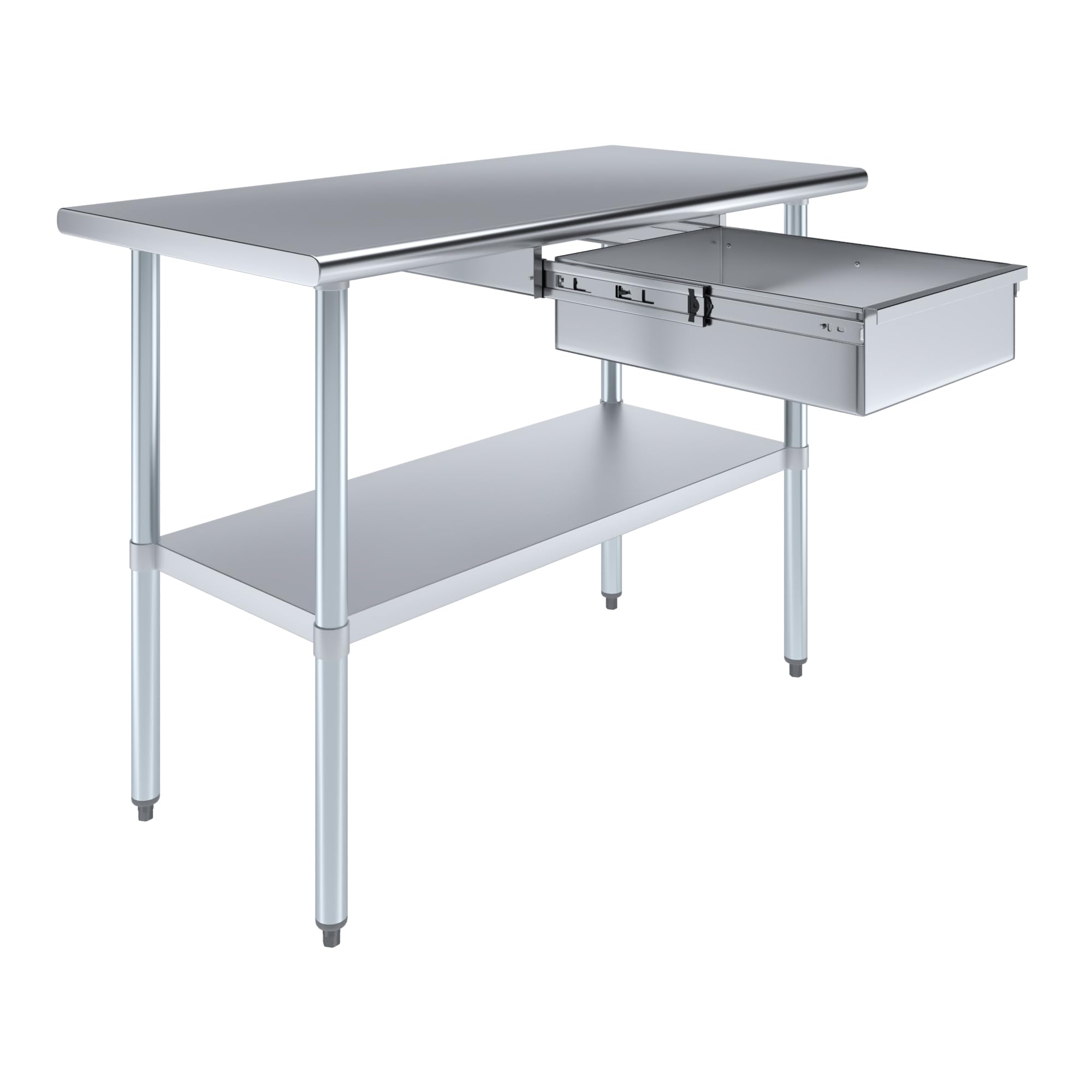 AmGood 24 in. x 48 in. Stainless Steel Work Table with Drawer and Under Shelf - NSF Commercial Kitchen Prep Table, Metal Workbench with Galvanized Legs