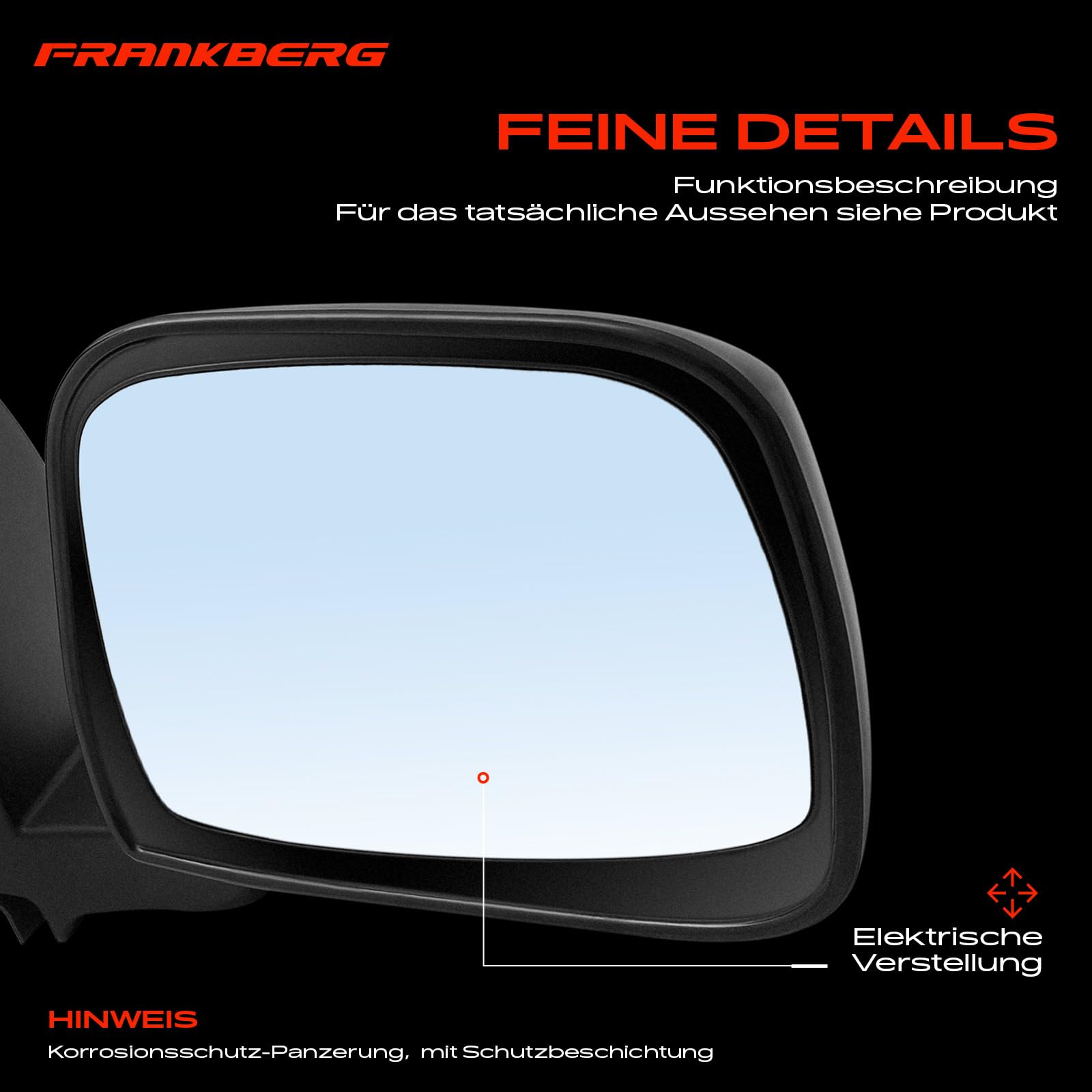 Frankberg Specchietto retrovisore esterno elettrico destro a 3 Poli | Compatibile con: Frontiera, Navara D22