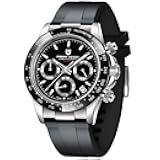Pagani Design Luxury Men's Automatic Mechanical Watches Skeleton Dial Stainless Steel Rainbow Bezel Rubber Strap 100M Waterproof Sports Wristwatch