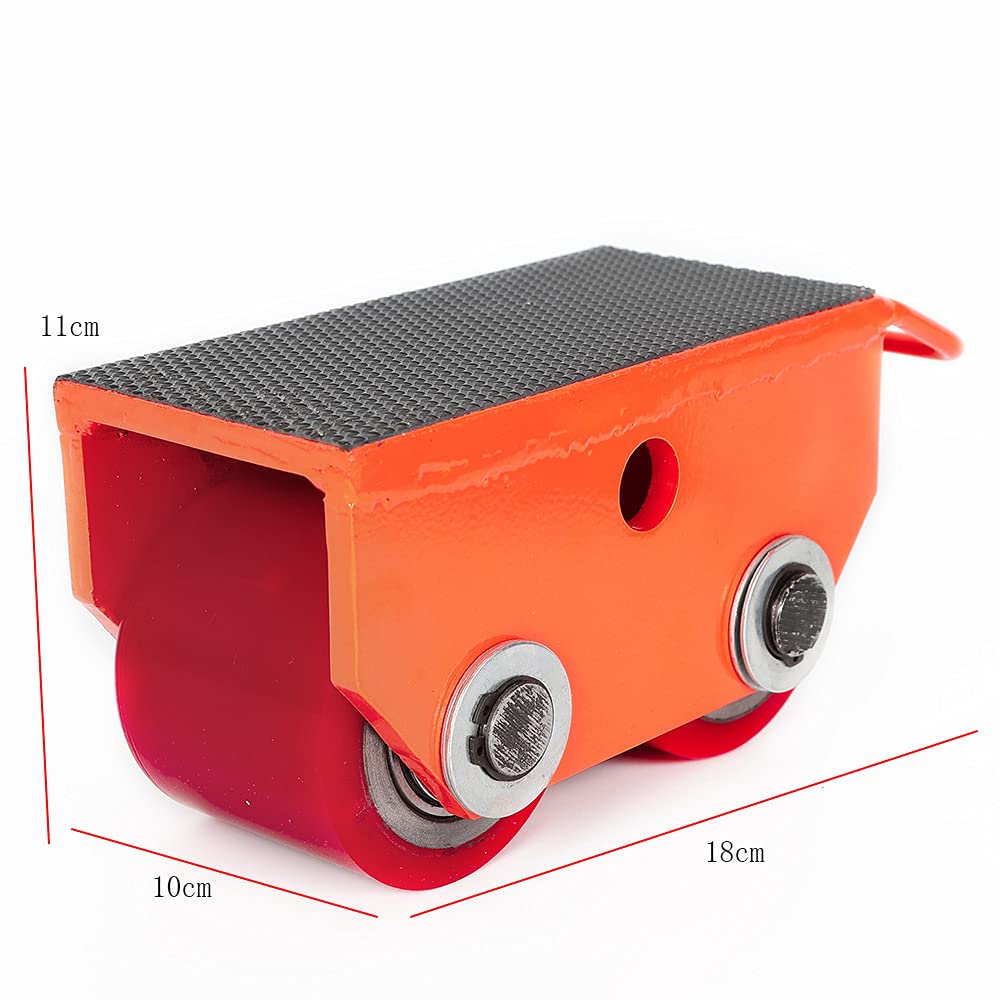 Ruote corazzate, carrello di trasporto, scooter industriale con 4 ruote direzionali in poliuretano, piastra girevole per il trasporto di mobili (2,5T rosso)