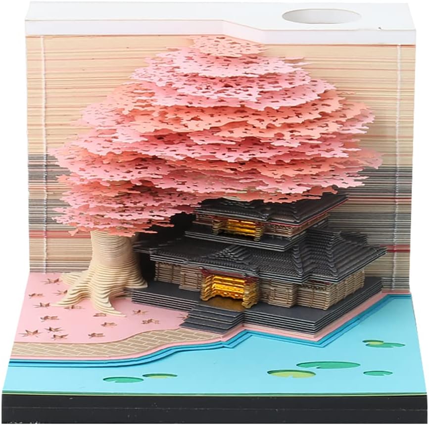 3D Memo Pad 260 Sheets Paper Carving Art 3D Sticky Notes Convenience Post Notes Marriage Tree Kawaii Notepad with Light Pen Holder&Bookmark DIY Creative Gifts