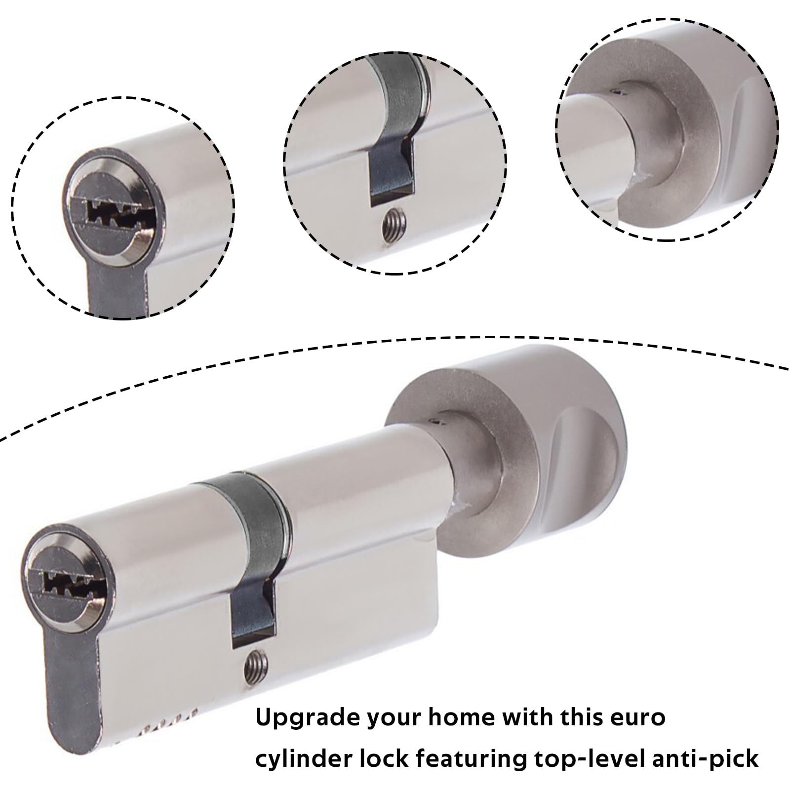 Wjelet 35T/35 Thumb Turn Euro Cylinder Lock, Euro Door Barrel Lock with 3 Keys - Image 4