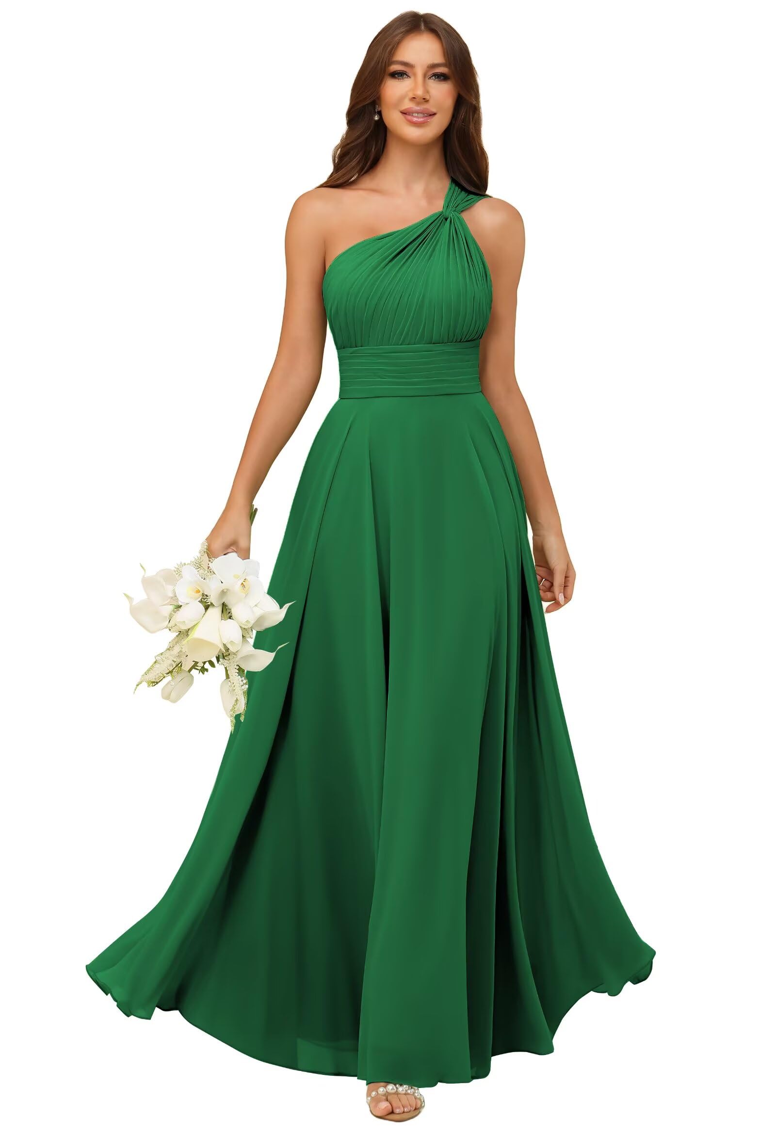 FreeBeauty One Shoulder Bridesmaid Dresses 2025 Chiffon Prom Dress Ruched Corset Evening Gown