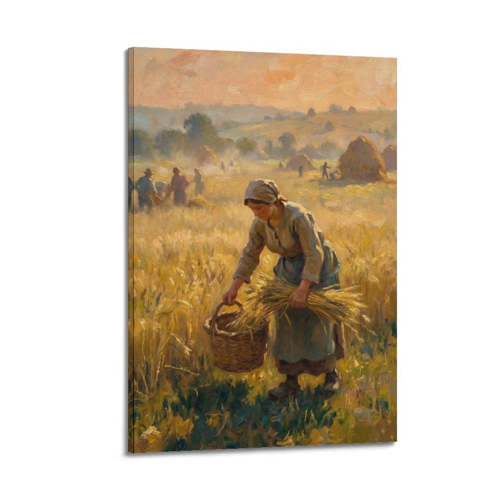 OKNGB Classical Religious Bible Poster Ruth Gleaning in The Field Decorative Painting Canvas Art Picture 16x24inch(40x60cm)