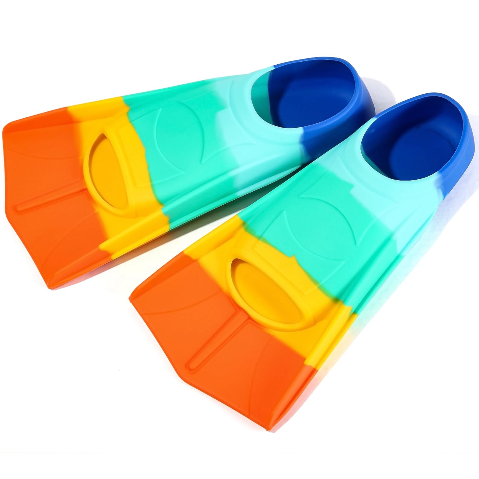 Kinder-Schwimmflossen zum Schwimmen, kurze Schwimmflossen zum Schnorcheln und Training (Marineblau-OppositeHimmelblau, Größe XS)