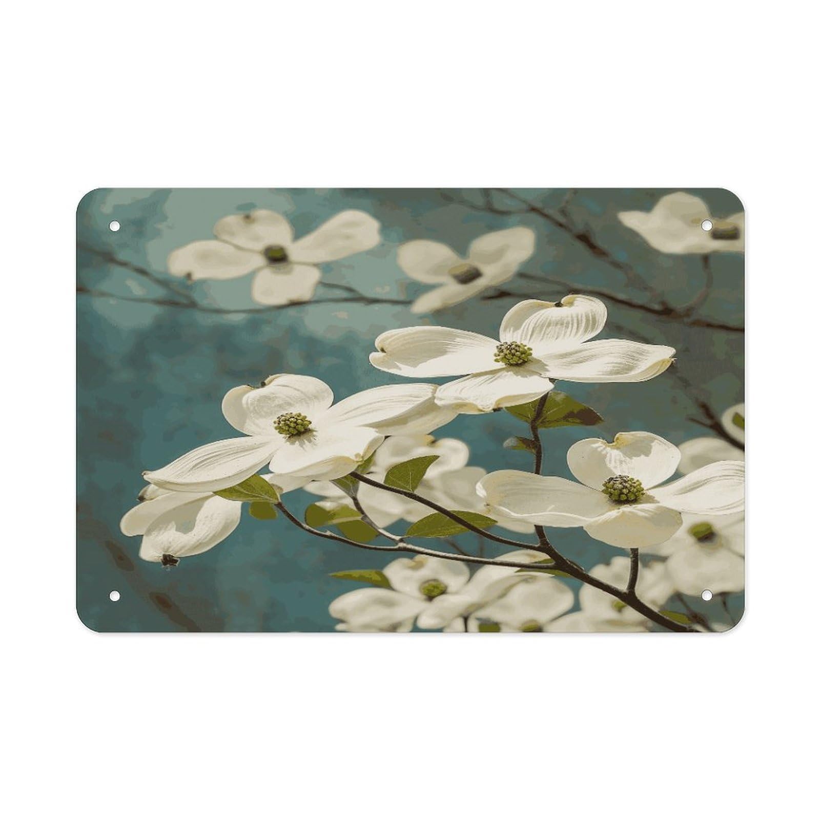 Fekiloot Style Spring Dogwood Blossoms Metal Signs Wall Art Tin Sign