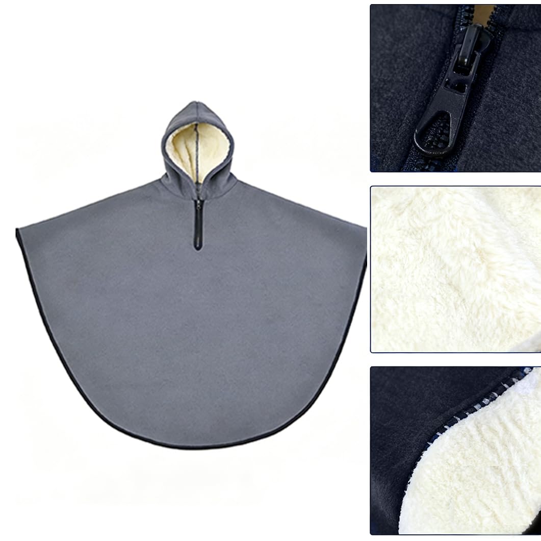Poncho para Silla De Ruedas con Capucha y Felpa︱Manta Térmica De Cuerpo Completo para Adultos︱Cubierta Cálida De Invierno para Todo El Cuerpo︱ Manta Térmica De Viaje