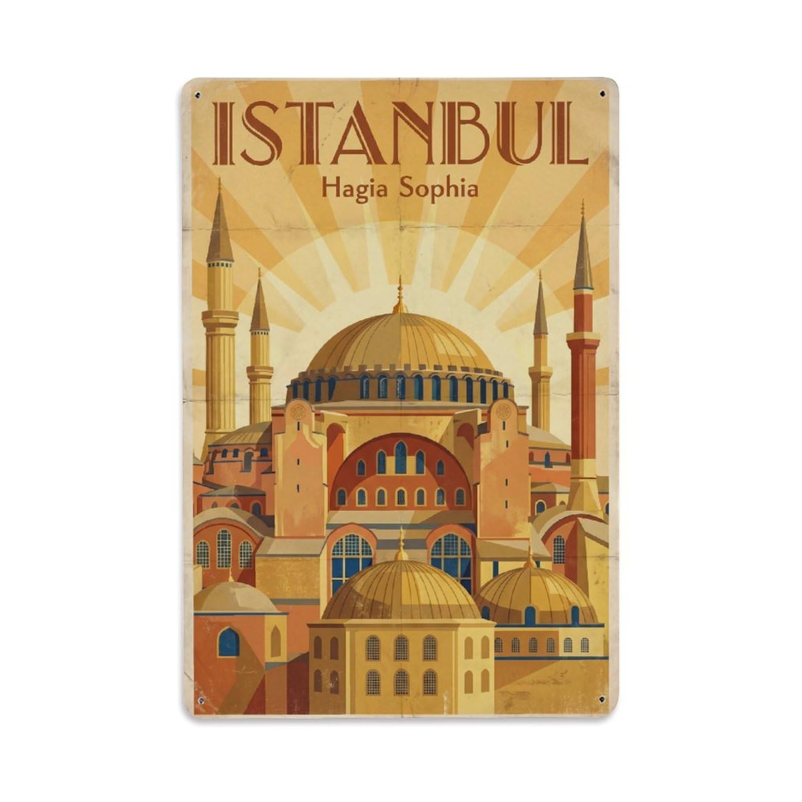 Gead 8X12inch Style Vintage Travel Istanbul Hagia Sophia Heritage Metal Tin Sign