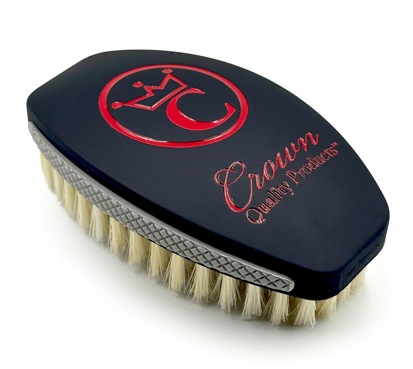 New BRED Medium LIMITED EDITION 360 Sport Wave Caesar 2.0 Mixed Boar Bristle Hairbrush - Curved Bristles, Non-Slip Grip, Waterproof, Matte Black