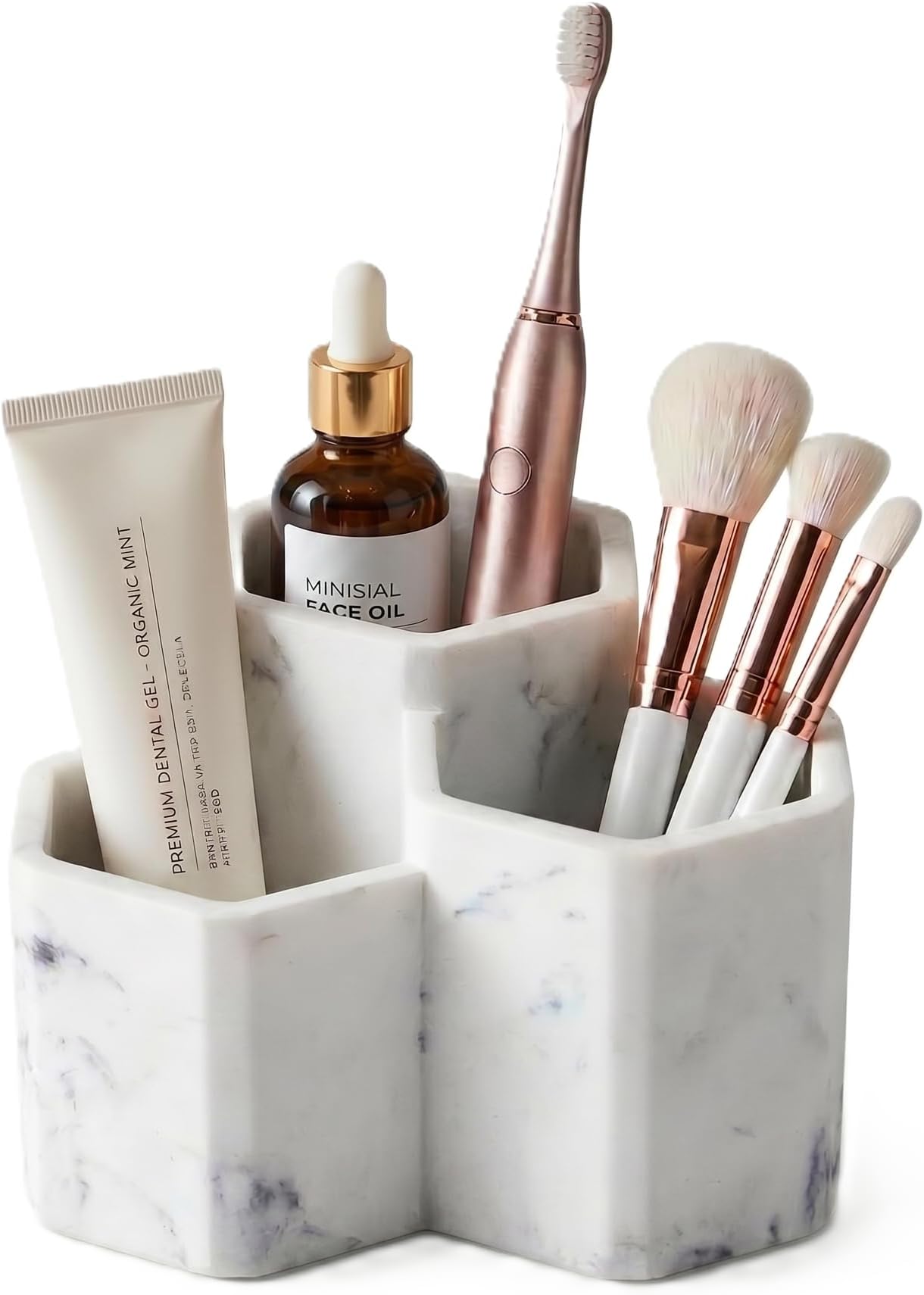Resin Toothbrush Holders for Bathrooms, Electric Toothbrush and Toothpaste Holder,3 Slots Tooth Brush Organizer for Bathroom Countertop, Shower, Vanity
