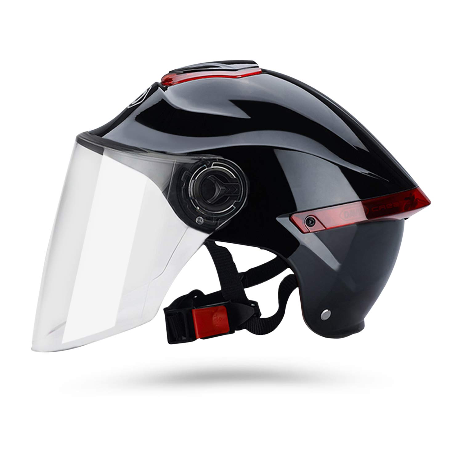 GalatéeAdult Half Helmet With Visor, 709abs Shell Combined With Eps Buffer Layer, Ventilated And Removable Inner Lining, Providing Better Riding Protection