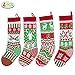 JOYIN 3 Pack 18” Christmas Stockings, Large Size Rustic Cable Knit Xmas Stocking in Red & Green, for Family Holiday Season Decorations