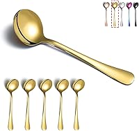 Vista 8 de Kyraton Cucharas redondas de acero inoxidable de 12 piezas, cucharas de cena y mesa, juego de cubiertos, aptas para lavavajillas