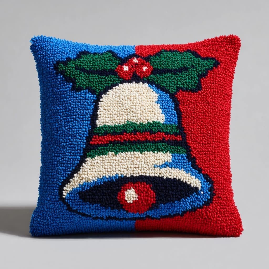 WallustrioaW Latch Hook Cushion Kits,Christmas Bells