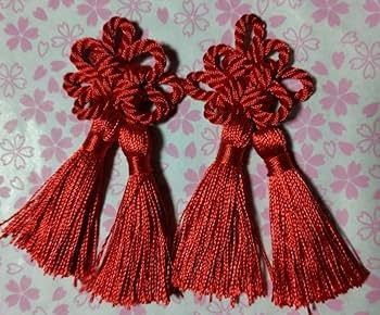 【 被布飾り 】＊菊結びの紐飾り＊(白×金茶) Amazon.co.jp: 4金 被布飾り 紐 ツイストコード 飾り紐 タッセル