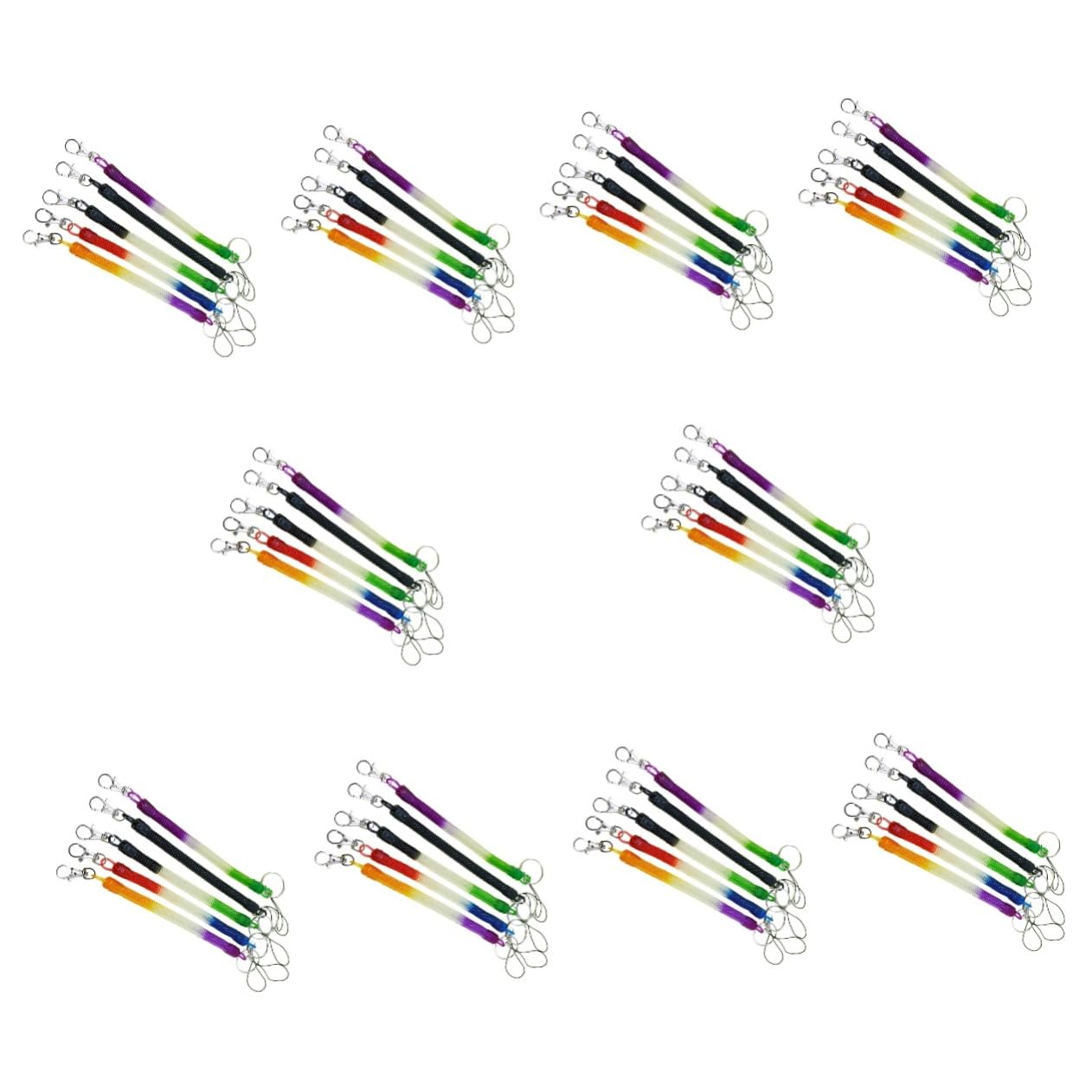 120pezzi Portachiavi Spirale Estensibile Plastica Colorata Portachiavi Retrattile Per Chiavi Utensili e Accessori Elettronici Confezione Assortita
